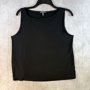 Eileen Fisher Top Medium Black Stretch Jersey Round Neck Viscose Lycra‎ Shell